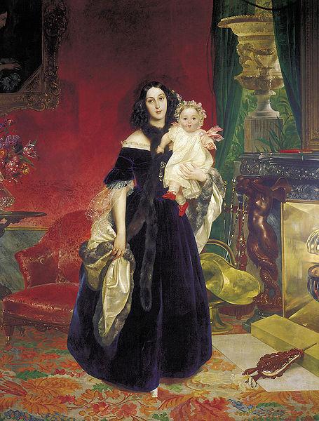 Karl Briullov Portrait of Mariya Arkadyevna Bek with her Daughter China oil painting art